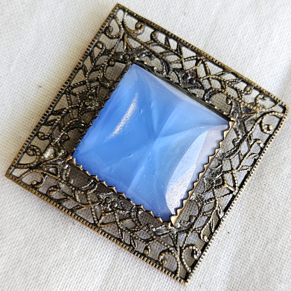 Antique Art Deco Czech Star Glass Brooch